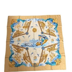 Vintage Hermes "Balade Oceane" Silk Scarf Carre 90, by Julia Abadie in 1999